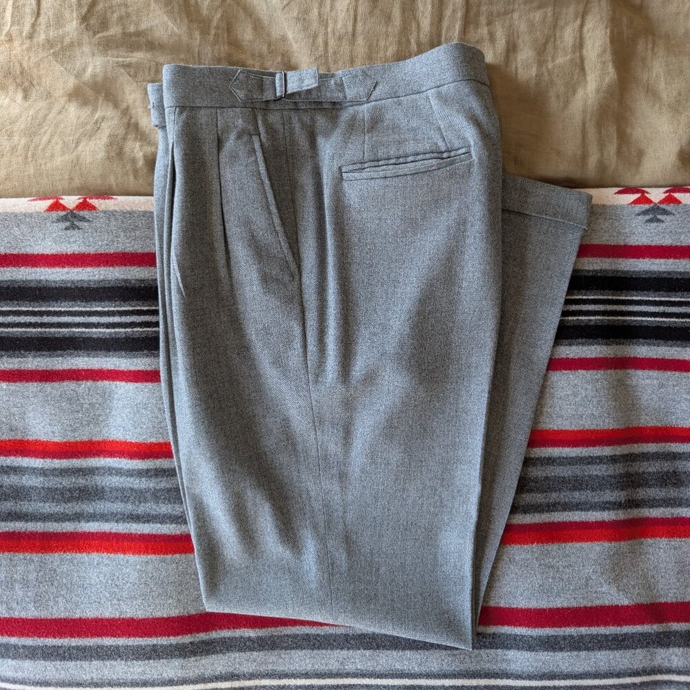 Light Gray Flannel Pleated Trousers